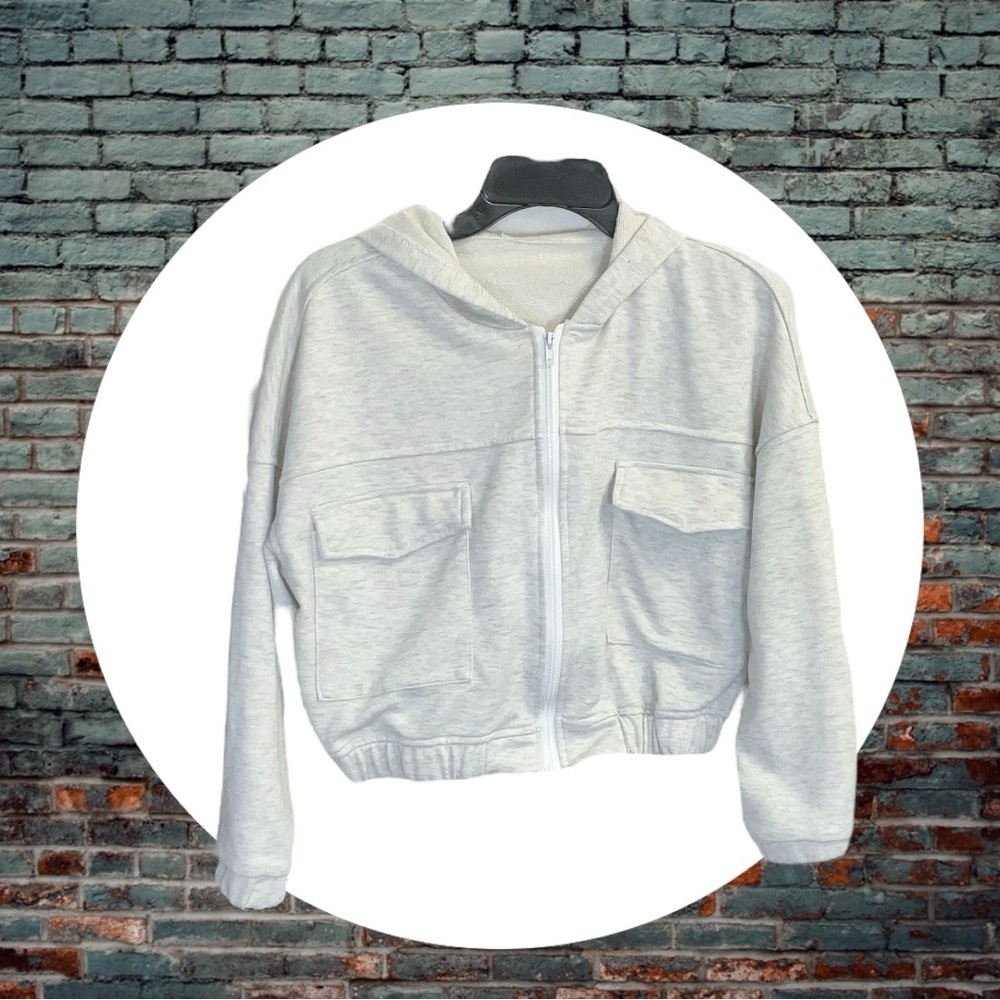 SHEIN Gray Marble Zip Hoodie Jacket Women Small